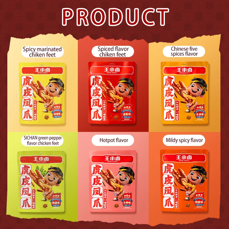 105g Chinese Chicken Feet Food Meat Snacks Halal Spicy Pickled tiger Skin Chicken Feet Snacks