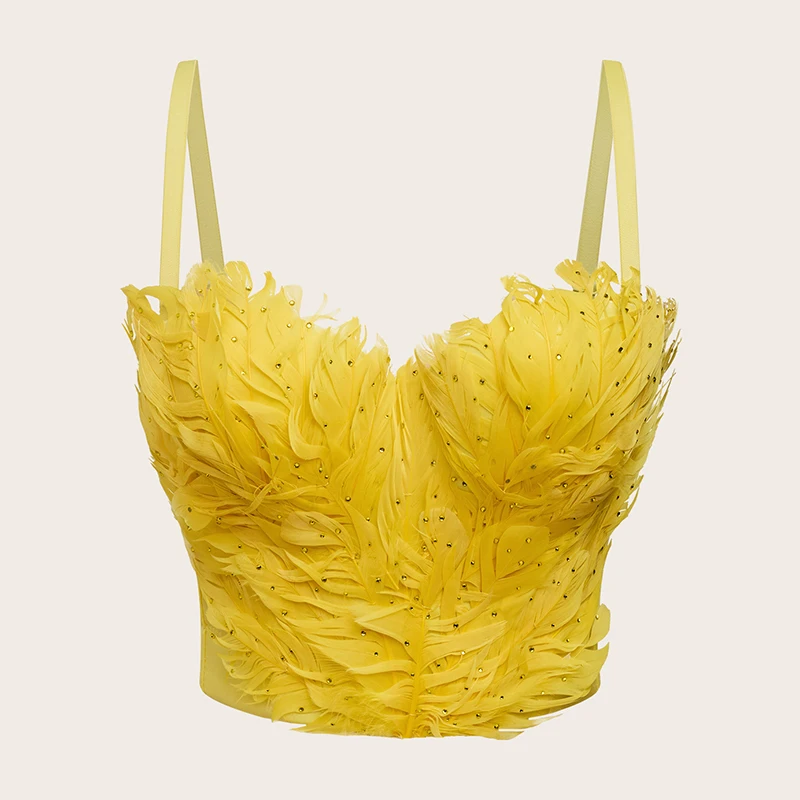 Small Diamond Decoration Feathering Bustier Corset Stage Performance Costume Corsets Bustier Femmes