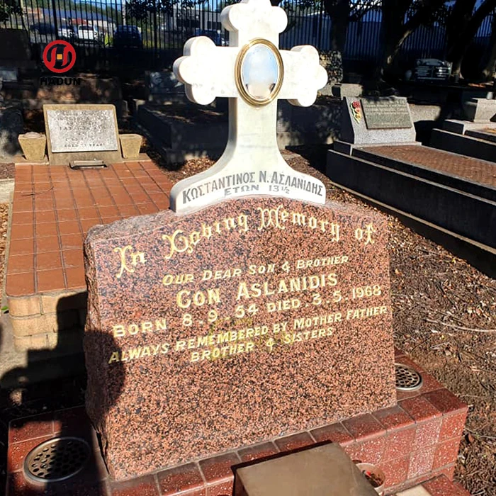 Red And Black Polished Large Granite Modern Monuments Tombstone And Headstone Memorial Stone Rectangular Shaped Funeral purpose