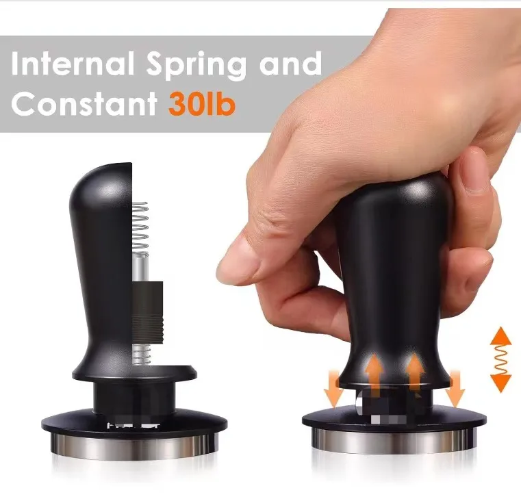 51 53 53.3 58 58.5 mm Espresso Coffee Express Tamper with Spring Loaded Calibrated Espresso Tamper with Sound Feedback