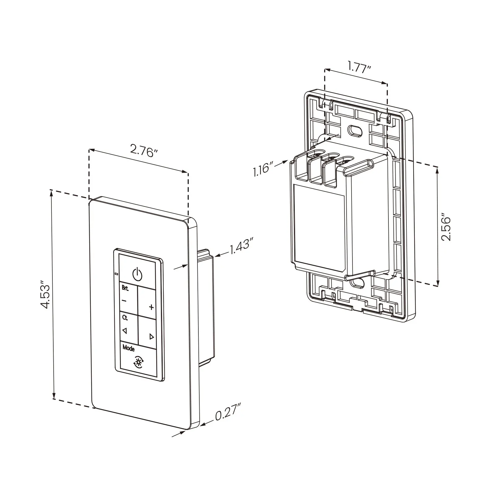 High Quality Small Electric Wall Dimmer Light Switch 1 Gang Combination Switch 0-100% brightness 2700k-6500k PLC Smart switch