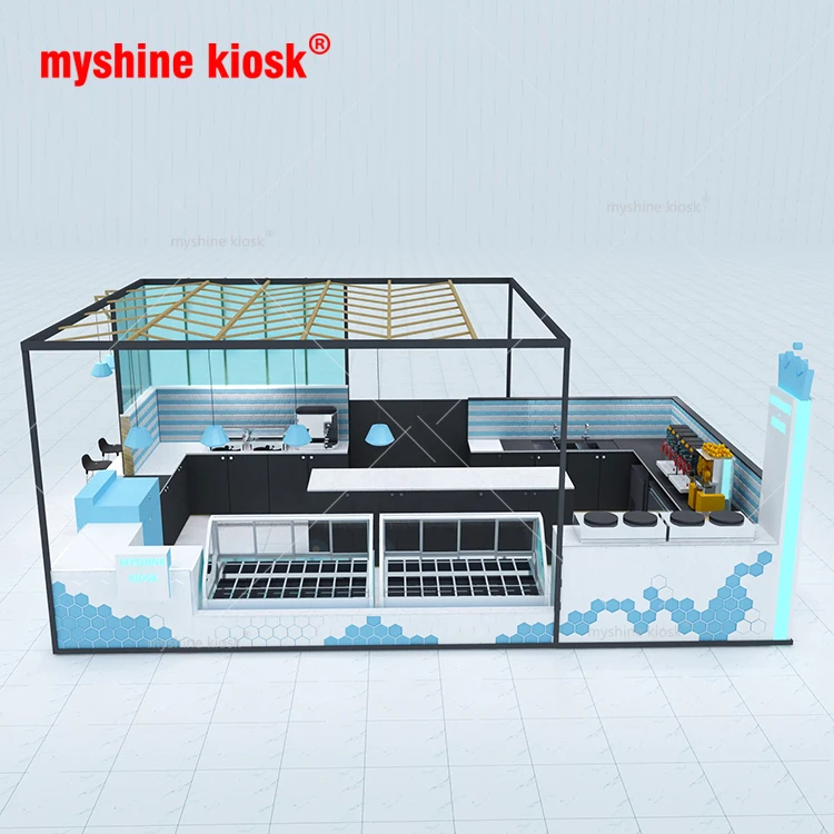 Shopping Mall Cute Fast Pizza Kiosk Food Kiosk Design Bubble Tea Kiosk for Mall