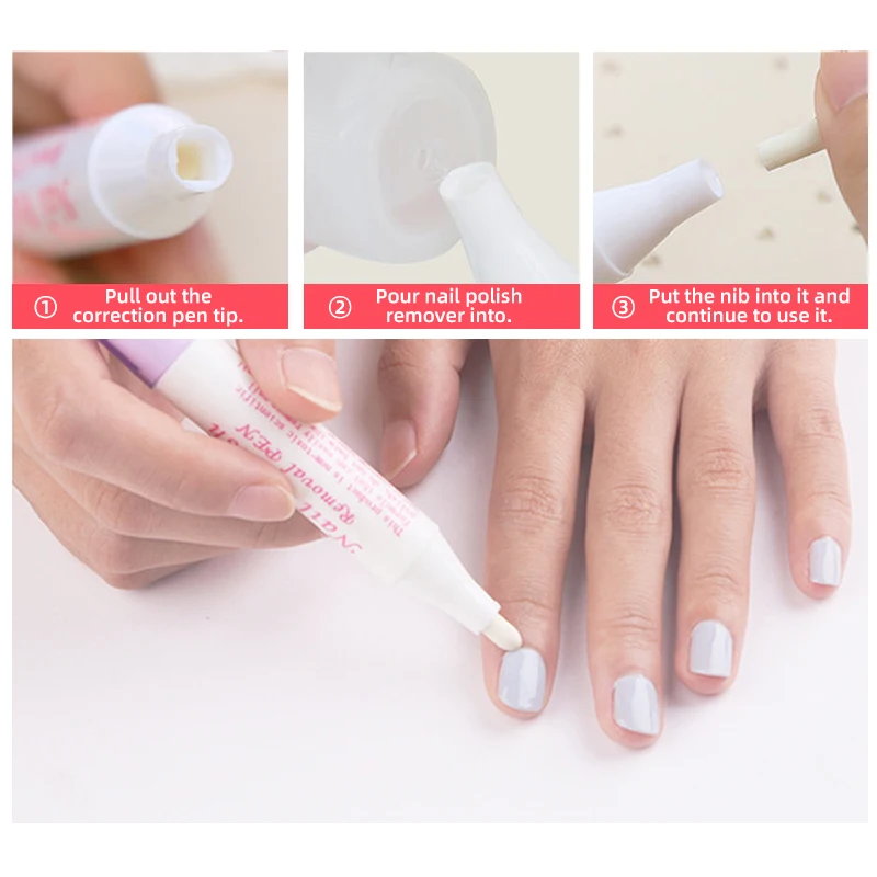 Wholesale Erase Wash Refillable Finger Mistakes Uv Varnish Tips Diy Oil Cleaner Polish Art Remover Nail Gel Pen Corrector Tool