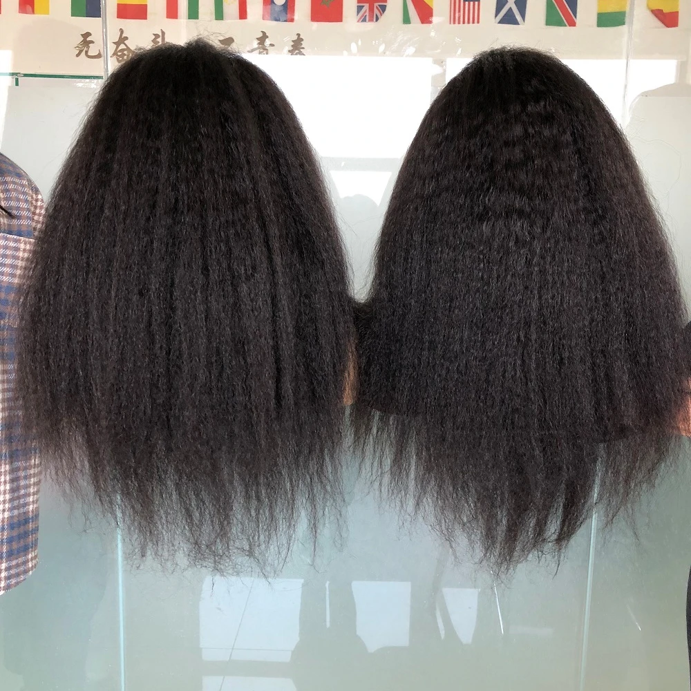 Kinky Straight Front l Lace Wig 10 to 40 Inch 100% Brazilian Kinky Straight Human Hair Wigs Pre Plucked Hair Line Front Lace Wig