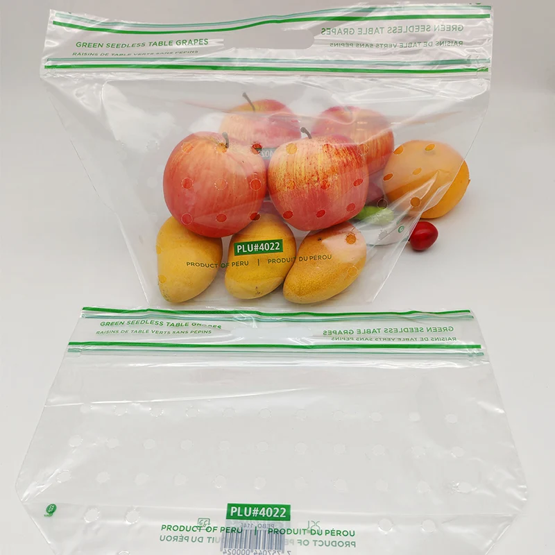 Customized portable fruit packaging bag, self-standing zipper vegetable and fruit bag opp/cpp from the United States grape bag