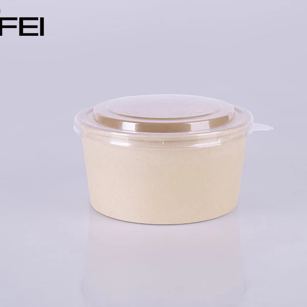 Wholesale Custom Printed Party Disposable Plates Kraft Paper Noodle Soup Salad Bowl Bamboo Bowl