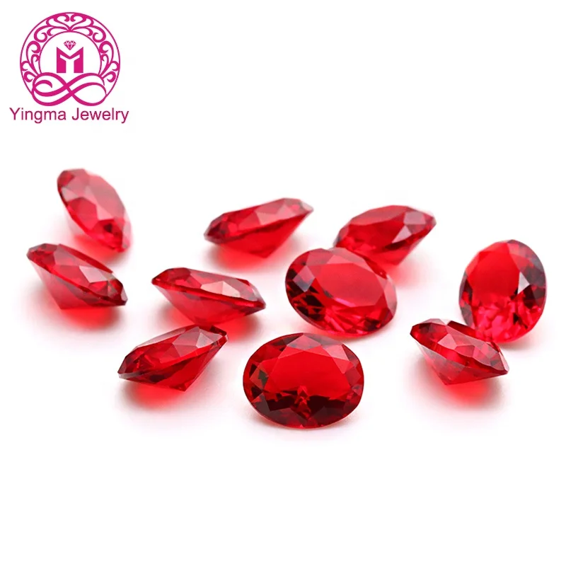 Factory wholesale oval shape glass gemstones 2*3 mm-10*14 mm blue red green colored synthetic gemstones