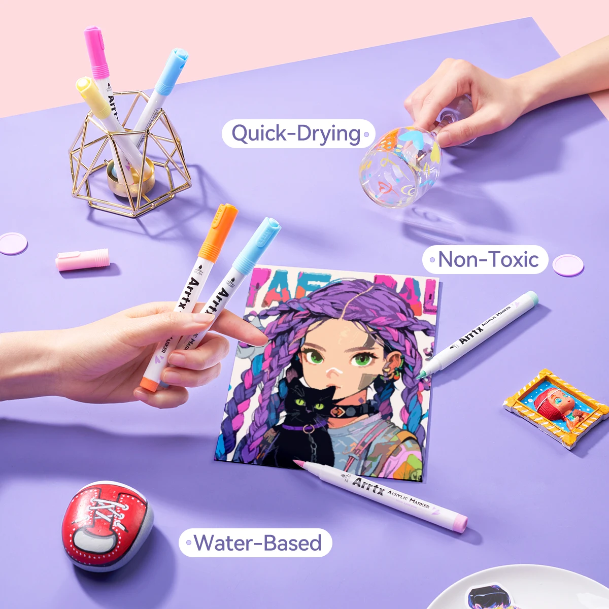 Arrtx AACM-0560B Paint Pens Acrylic Paint Marker Pen Artist Grade 60 Anime Colors