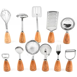 New Design Stainless Steel Kitchen Utensils Set 11pcs for Kids Mini Kitchen Tools Accessories
