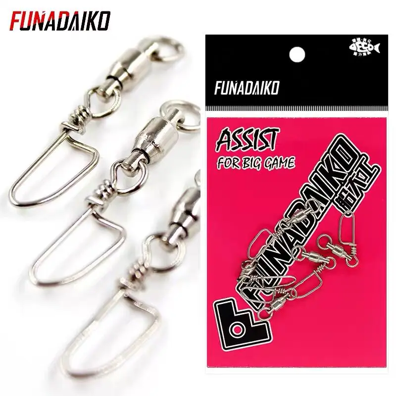 Funadaiko Fishing Accessories Connector Heavy Duty Ball Bearing Rolling Swivel Stainless Steel Snap Swivels Tackle