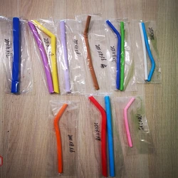 Extra Long Reusable Flexible Silicone Drinking Straws Set Straws Bent Straight Drinks Straw