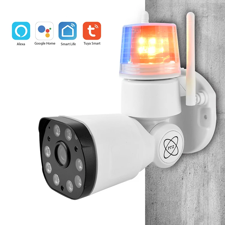 Lyailot Tuya Smart Life HD Waterproof Outdoor IP Cameras P2P WiFi Security Camera Surveillance Flash Lamp PTZ Camera