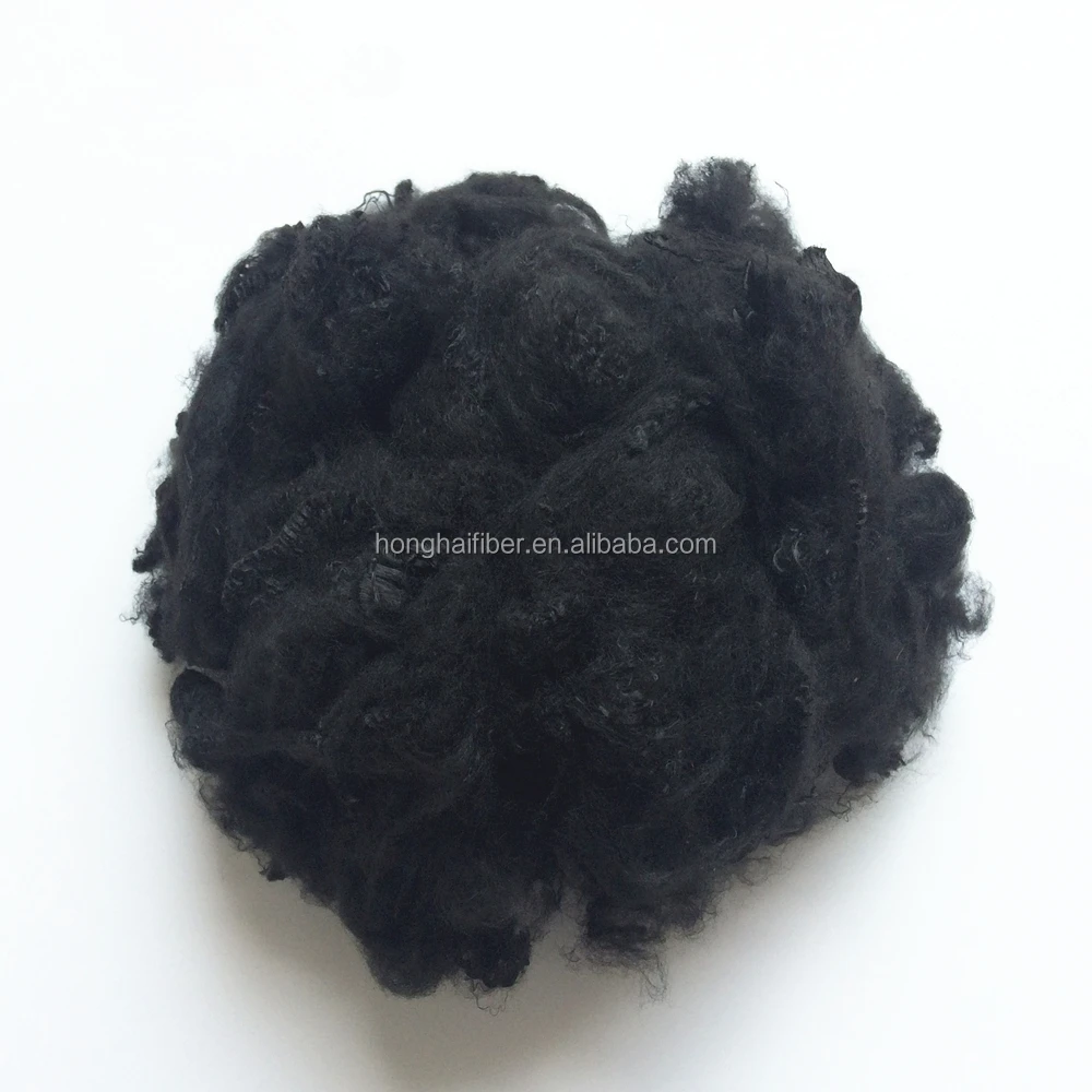 Recycled Textile 90DX76mm PSF Black Polyester Fiber