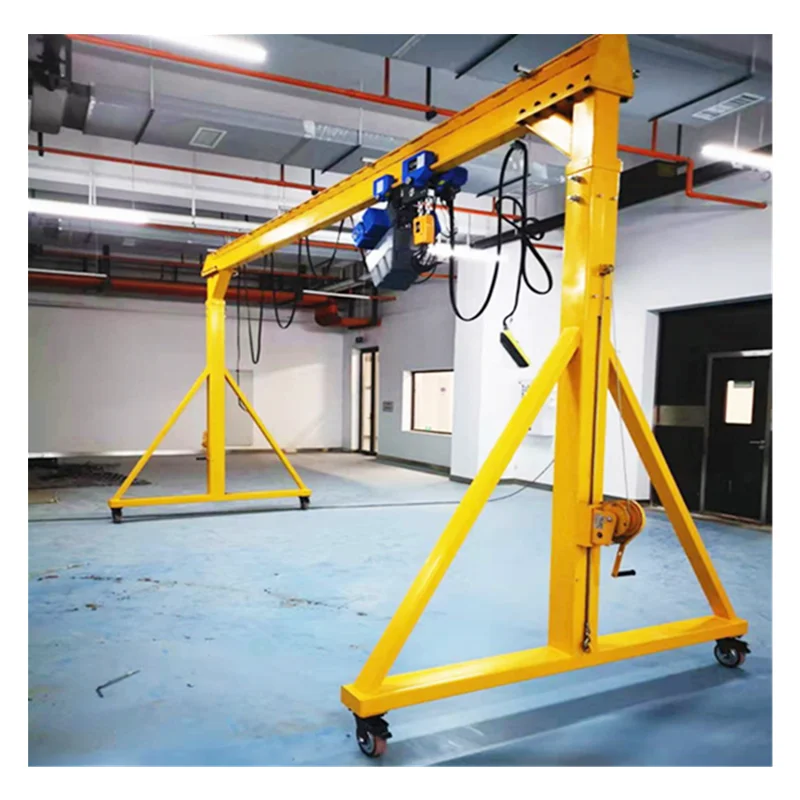 Small Indoor outdoor Mobile Hand crane 500kg 1ton 2ton 3ton 5ton Operated Electric Simple Light Duty Mini gantry crane price