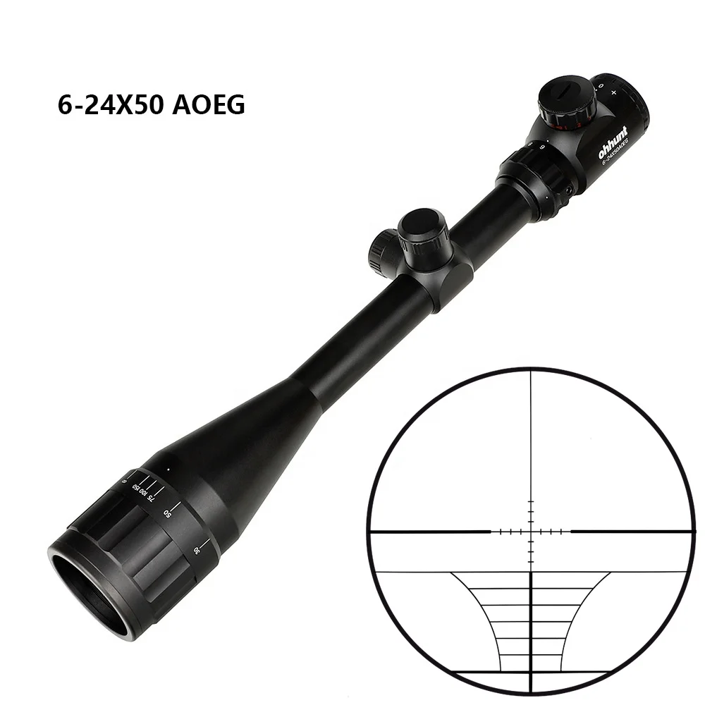Manufacturer  Hot Sale Tactical Scope 6-24x50 IR Wire Reticle Red Green Illuminated Optics Hunting Sights