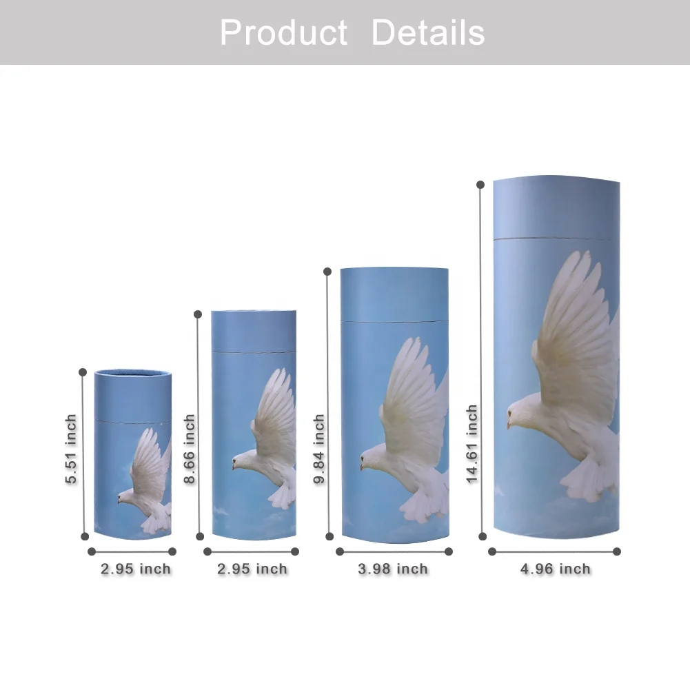 B052-4 Wholesale Funeral Pape Biodegradable Urnas For Animal Ashes Pet Cremation Scatter Tubes