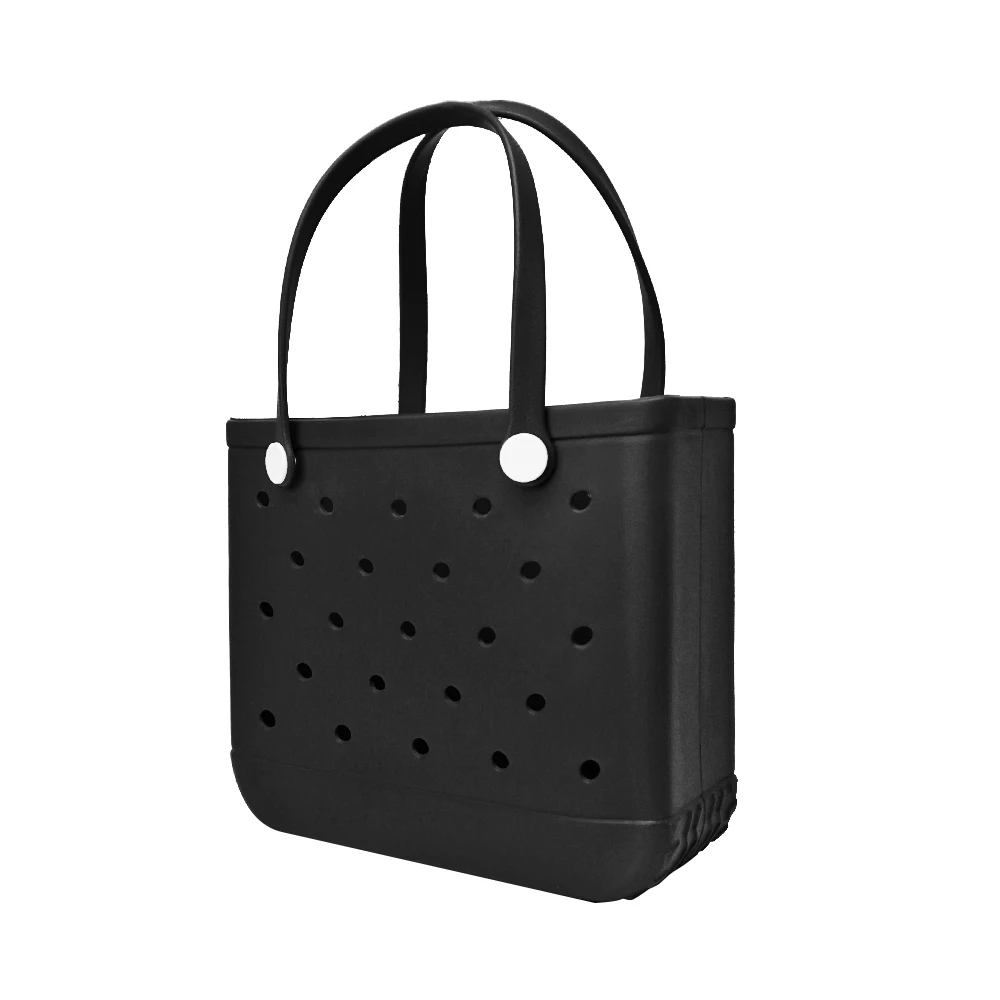 Large Rubber Waterproof Beach Tote Bag Washable Anti-tip Durable Beach Storage Basket Hole Opening Tote Bag