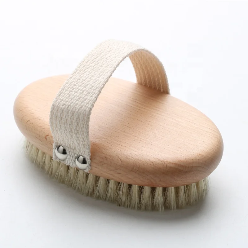 wholesale high quality beech wood dry skin body brush boar bristles bath brush