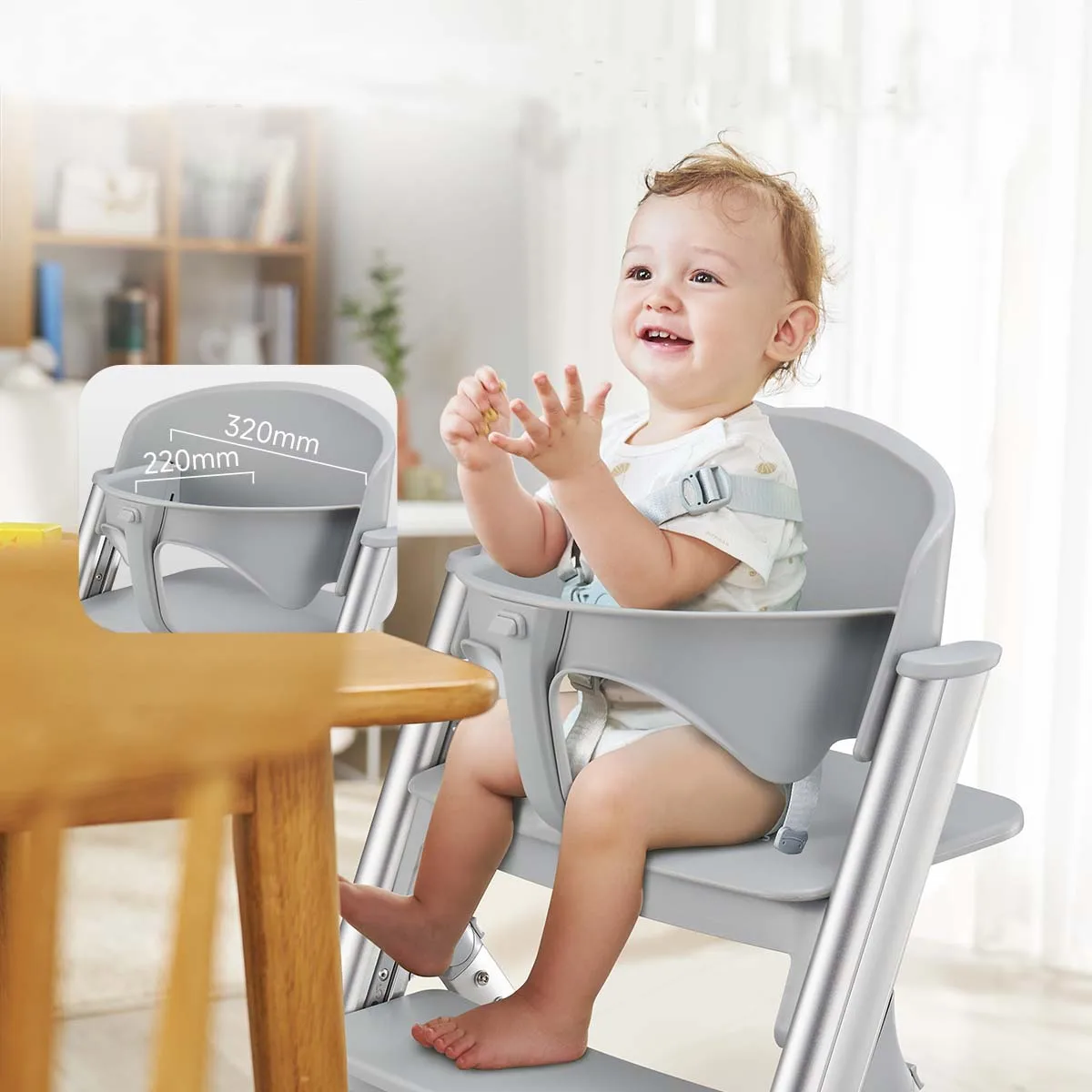 EN14988 Baby High Chair with Removable Tray Grow With Child Chair for Toddler