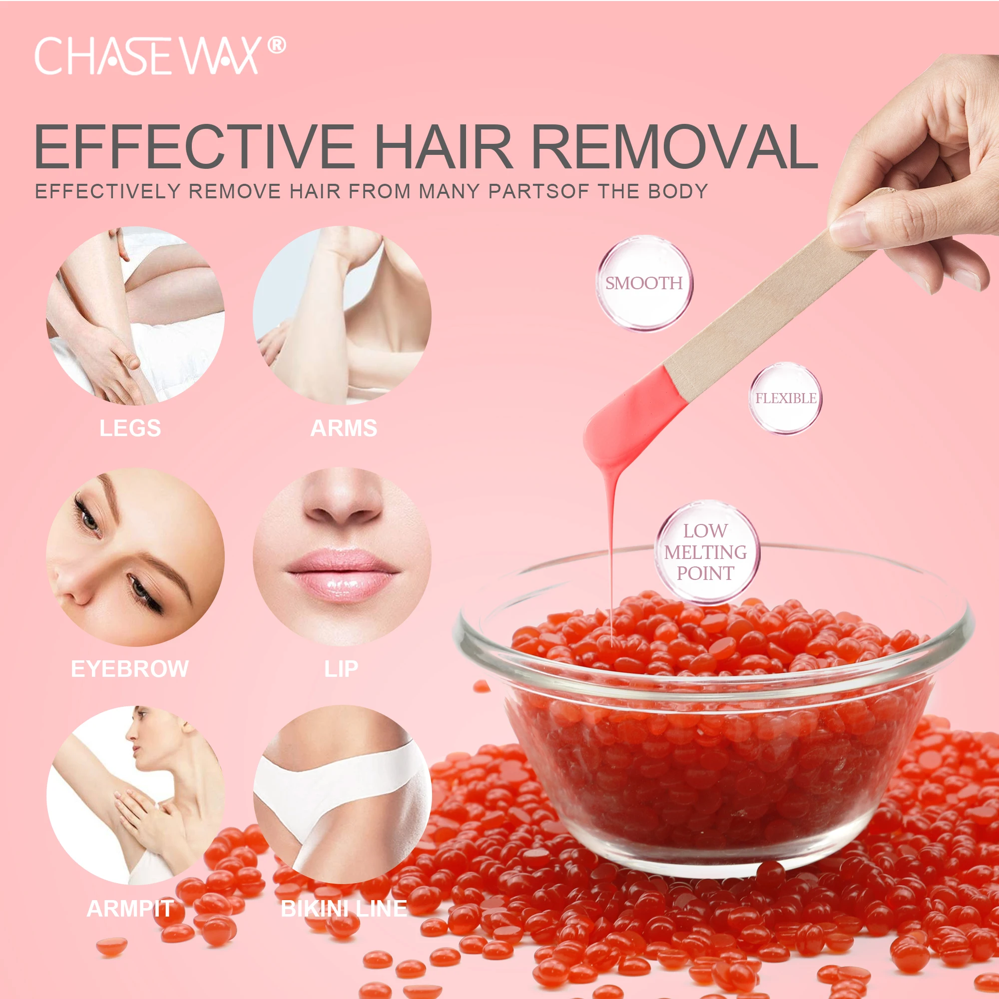 Long Lasting 1000g Strawberry Hard Wax Depilatory Wax Beads Hair Removal Wax For Salon