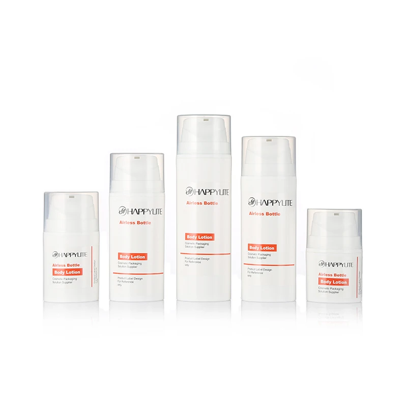 Private Label 30ml 50ml 80ml Round smooth White PP Cosmetic Plastic Airless Pump bottle
