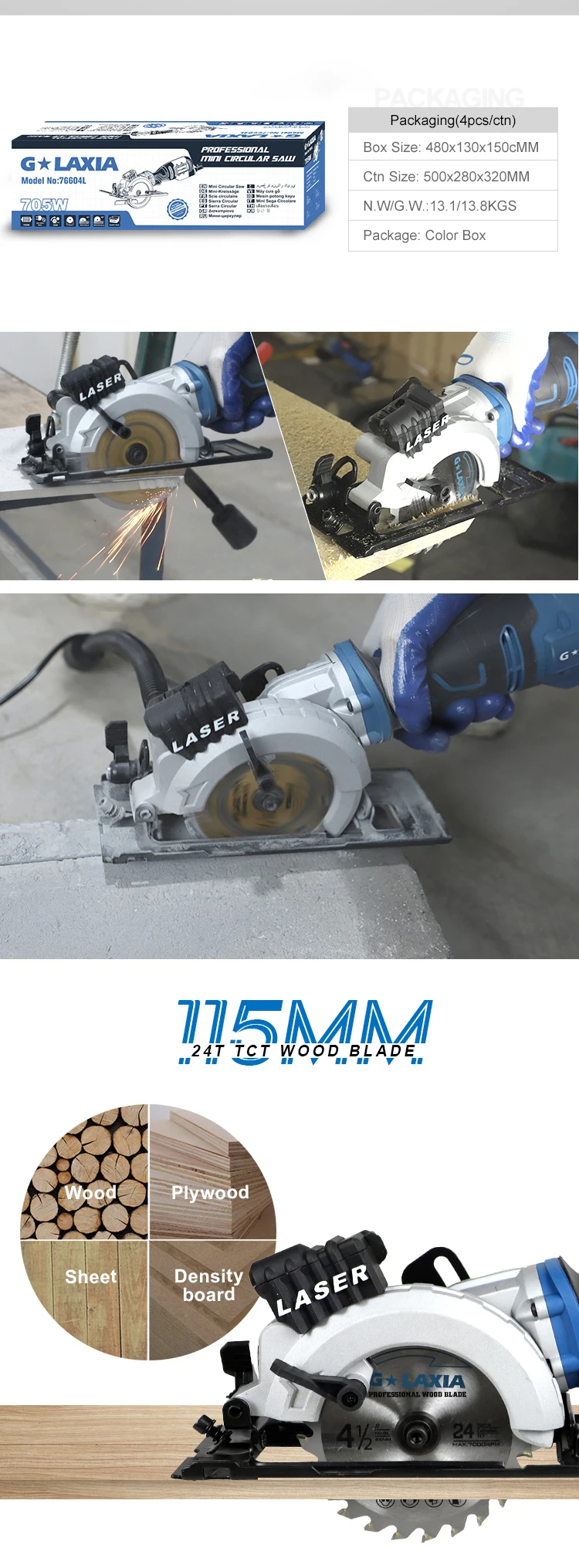 PRO 76604 провел 4-1/2 в. Мини-циркулярная пила