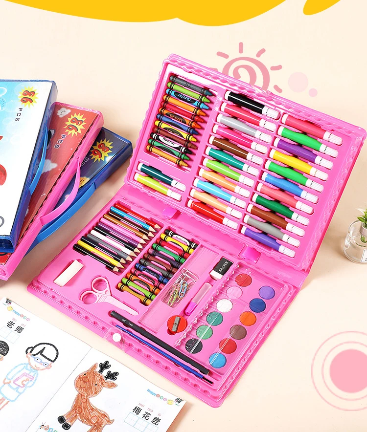 
High Quality 86 pcs Set 24 Colors Marker Pen Children Drawing Gift Kawaii School Supplies Stationery Set 
