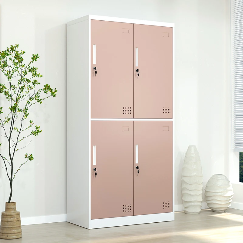 Customized metal locker gym clothes storage steel 4 doors bedroom swimming pool vertical steel locker