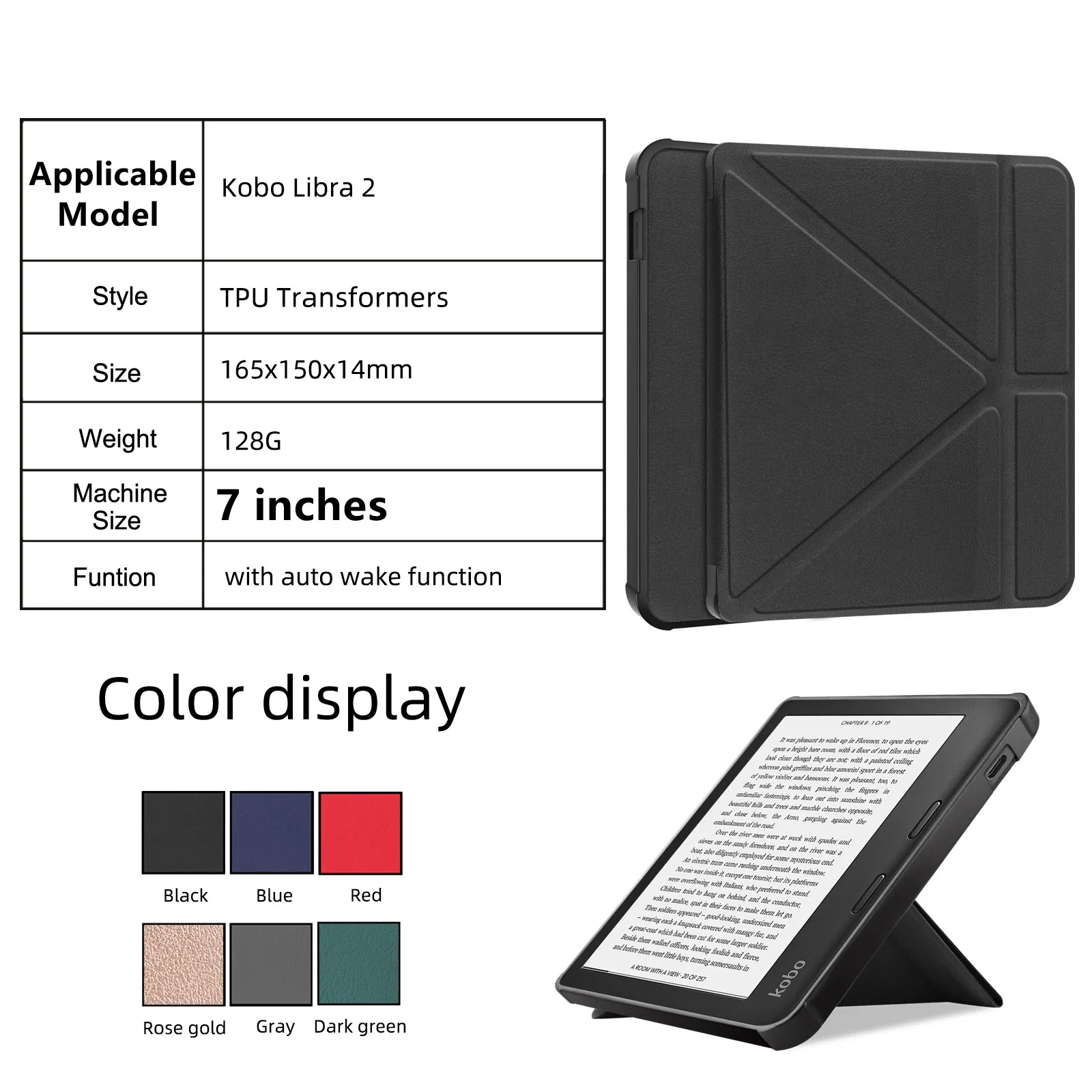 Cover For kobo libra 2 case libra 2nd Gen 2021 e-book TPU soft shell