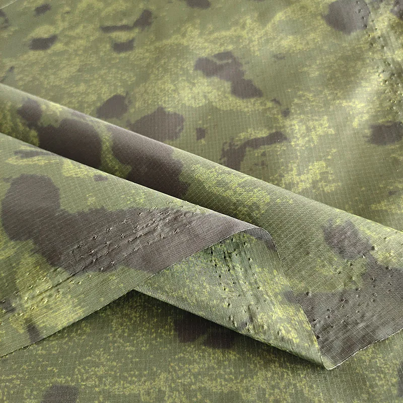 Custom 20D Matte Nylon Ripstop Fabric Waterproof Camouflage Printing PU Coated Used For Brand Puffer Jackets