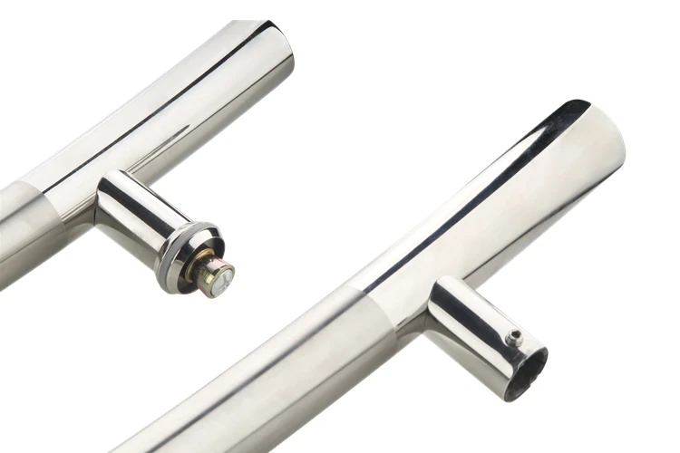 China curve round tube double side glass sliding door handle stainless steel commercial entrance door pull glass door handle
