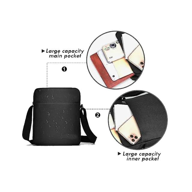 BSCI custom sacoche homme fashion wholesale boys male waterproof polyester fabric crossbody shoulder bag