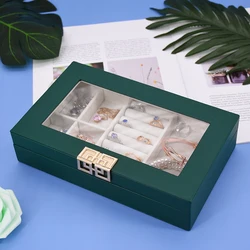 Customized Velvet Covered Foldable Storage Jewelry Window Box Transparent Top Glass Container Glass Jewelry Box