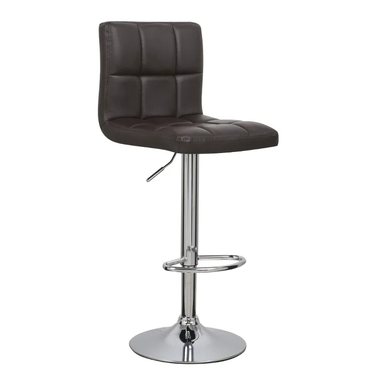 Factory Sale Breakfast Iron Metal Swivel High Back Tall Leather Upholstered Kitchen Counter Table  Barstool Bar Chair Stools