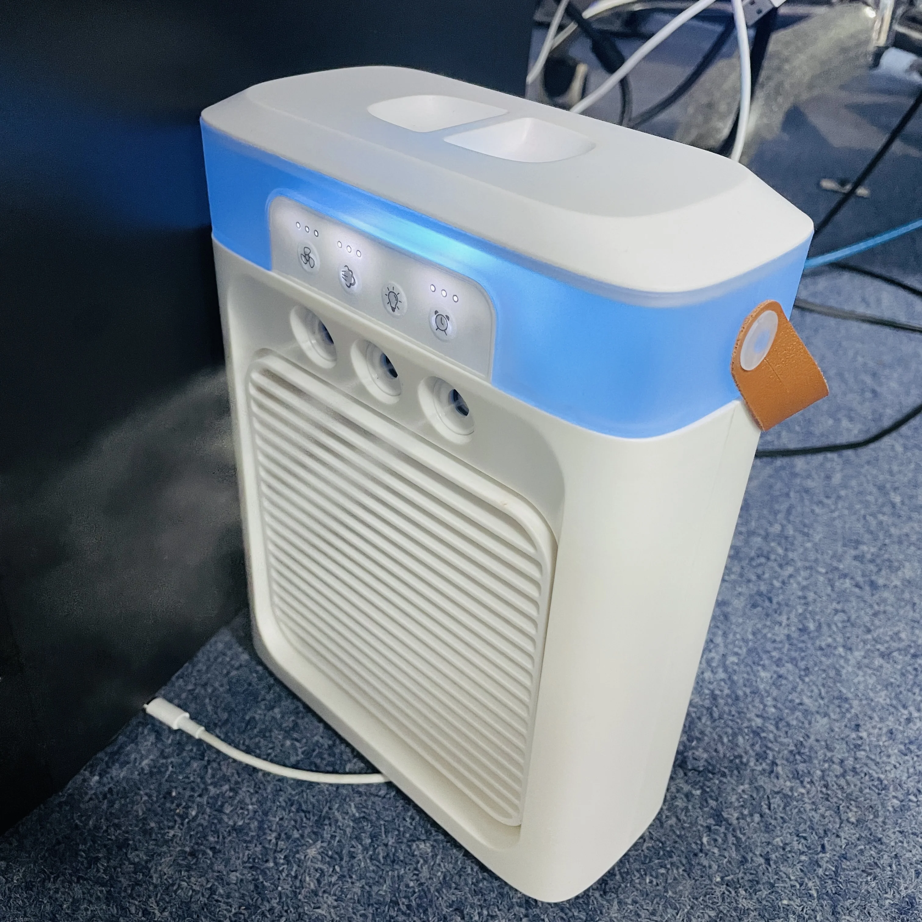 Rechargeable Portable Mini Air Conditioner Fan Desktop Misting Humidifier with Colorful Lights for Hotel Outdoor Use