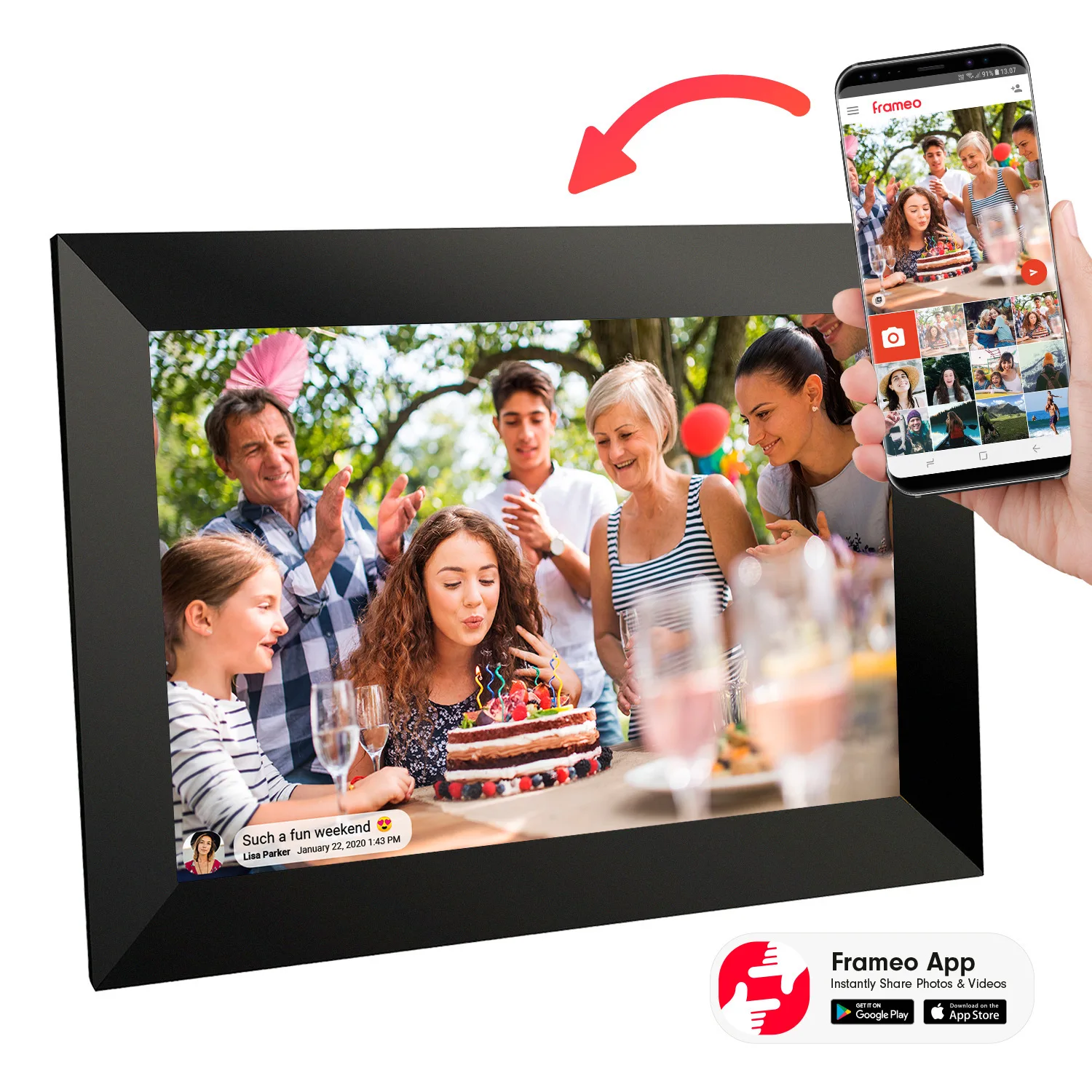 10 inch WiFi Digital Picture Frame Email Photos from Anywhere Touch Screen Display Effortless One Minute  Cloud Photo Frame