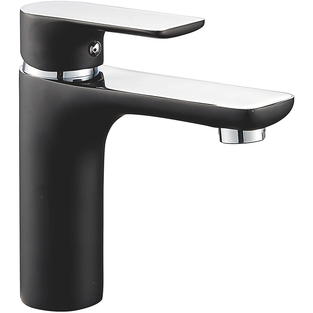(OB8251CPB/CPW-1) deck mounted single handle bathroom chromed and black/white colored brass bathroom wash basin faucet mixer