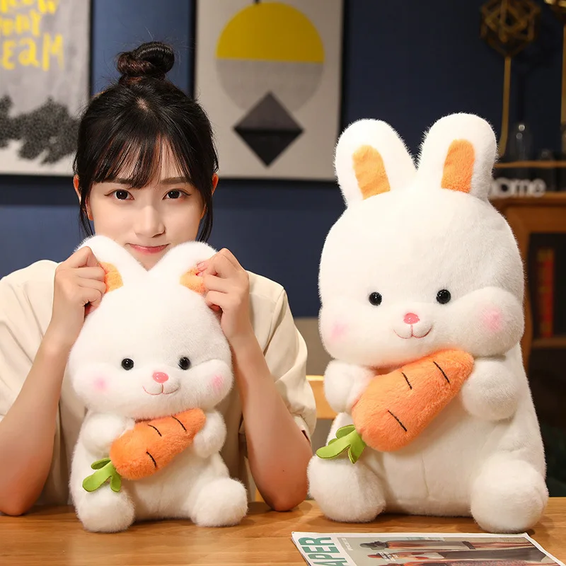 Super Cute Carrot Big White Bunny Plush Toys Cartoon Stuffed Animals  Rabbit Sofa Cushion Pillow