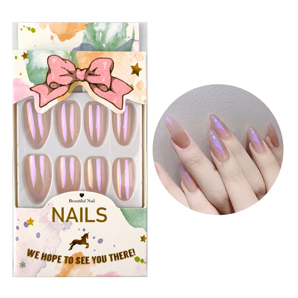 New Style SMD Private Label 24 pcs Whole Box False Artificial Nails with Glue