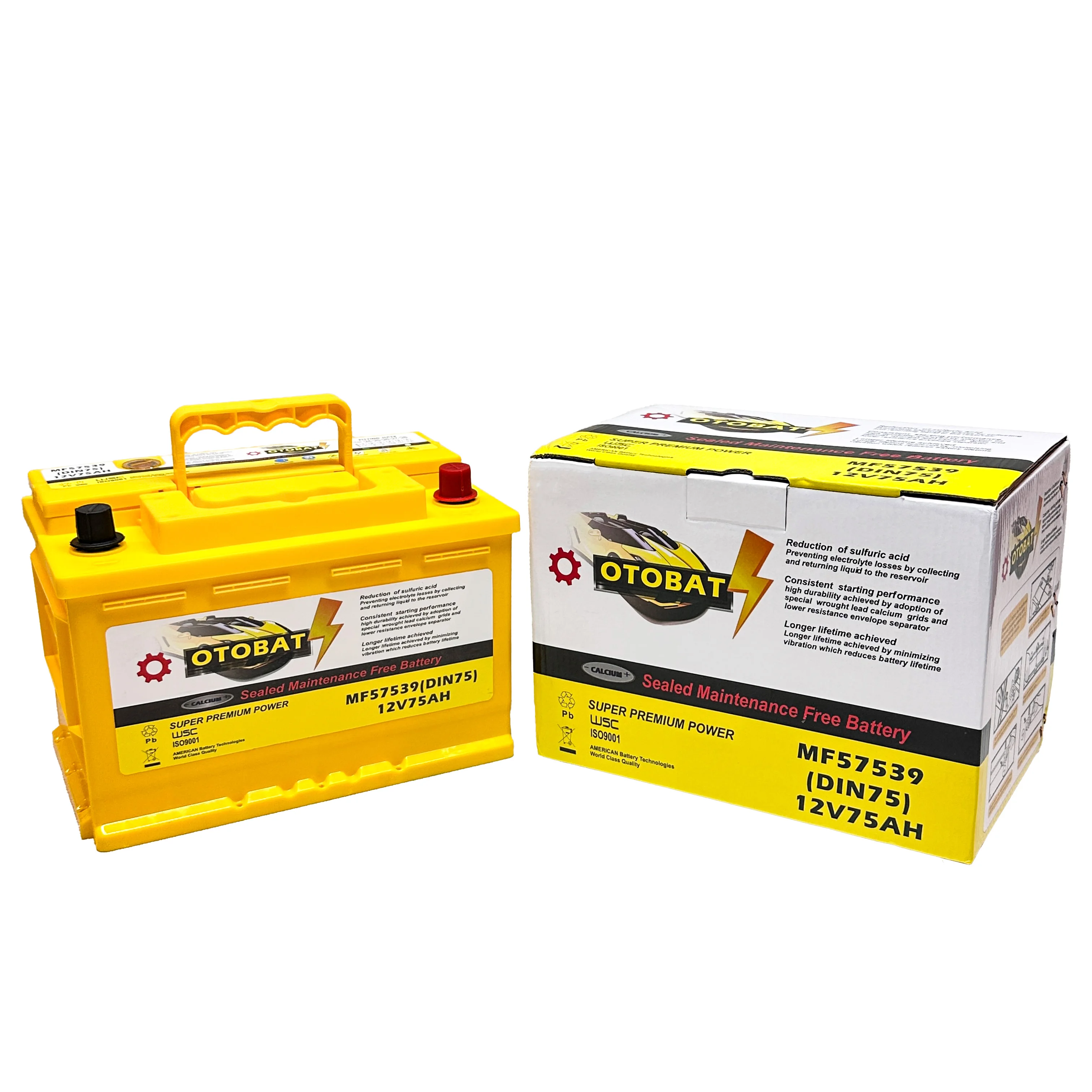 12V 75AH Maintenance-Free Lead Acid Car Battery for UPS for Motorcycles and Golf Carts with 60AH Storage Capacity