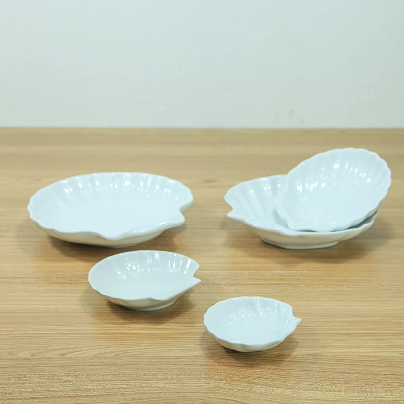 Customized cheap unbreakable pottery bone china mother of pearl shell plate