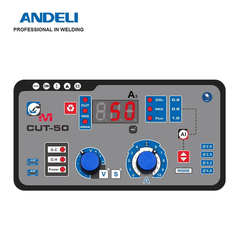 ANDELI M CUT-50 Multi-Function Welding Machine MIG CUT ARC MMA 3 in 1 Welder Semi-Automatic Mig/plasma cutting/stick cutter 220V