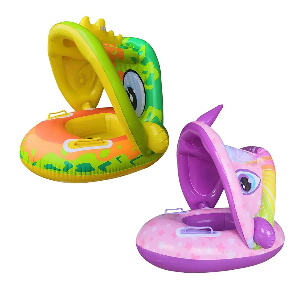 Customizable Infant Swim Circle Float with Sun Protection and Adjustable Seat for 6-36 Months