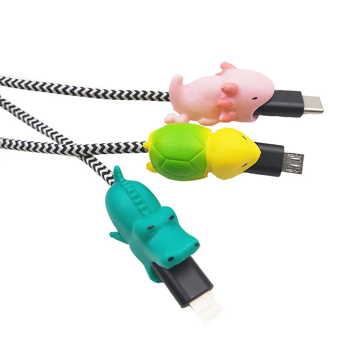 Multiply Types Cartoon Universal Cute pvc usb Phone Accessories Charger Cord Animal Cable Bites Protector