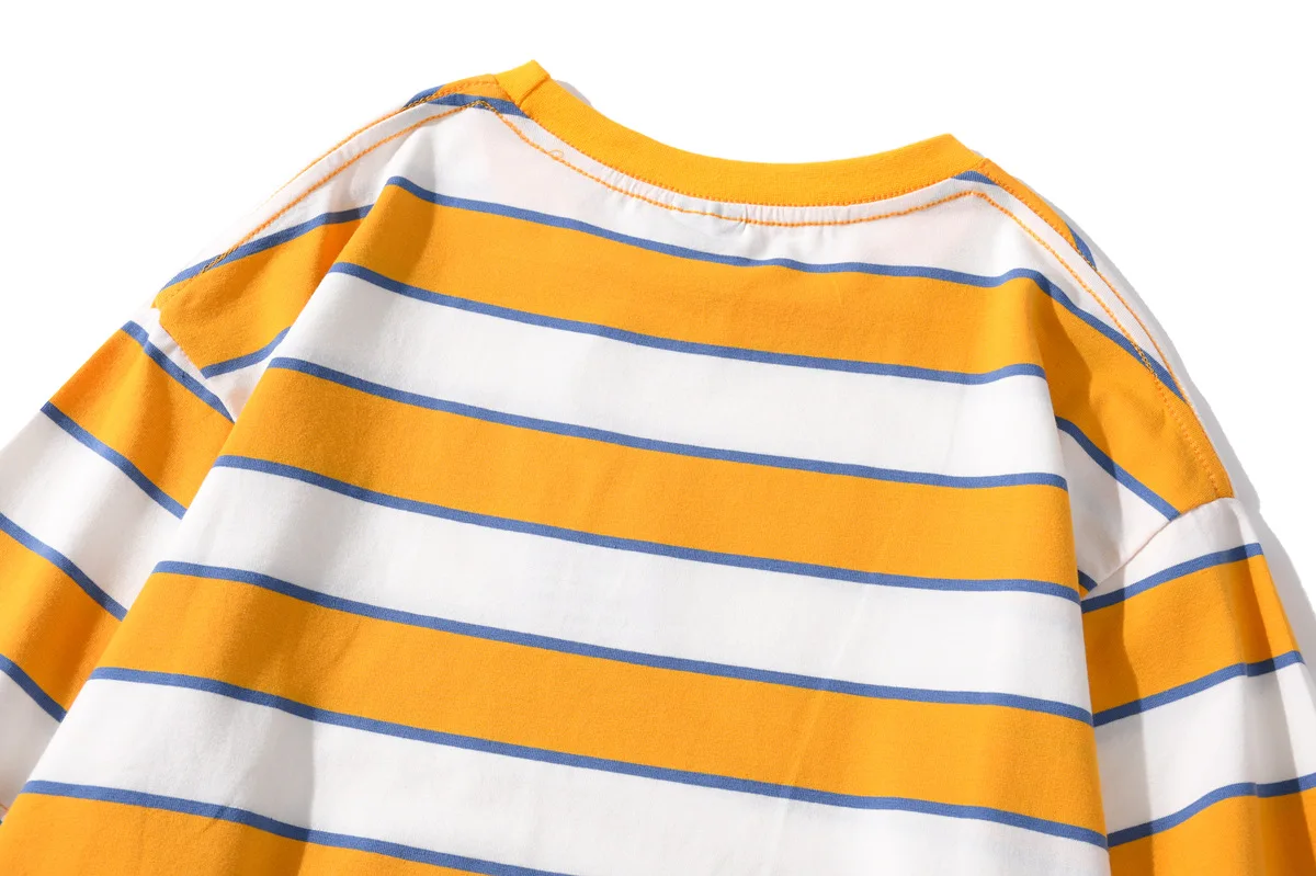 Custom Thick Collar Striped T Shirt Vertical  65 Polyester 35 Cotton stripe shirt for men