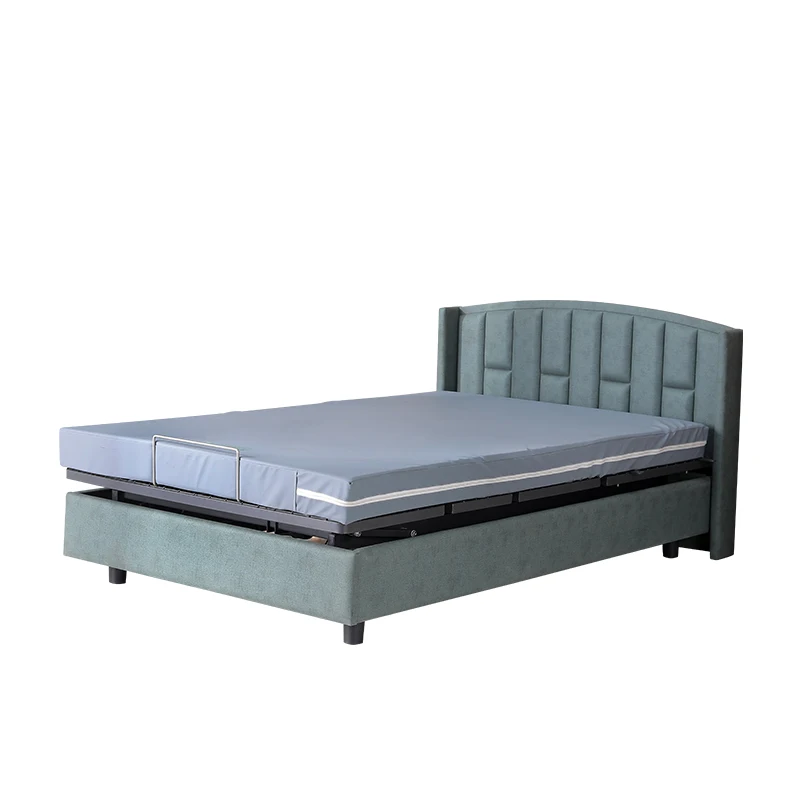 Modern Intelligent Home Bed with Remote Control Height Adjustment Made of PU Material and Metal for Living Room