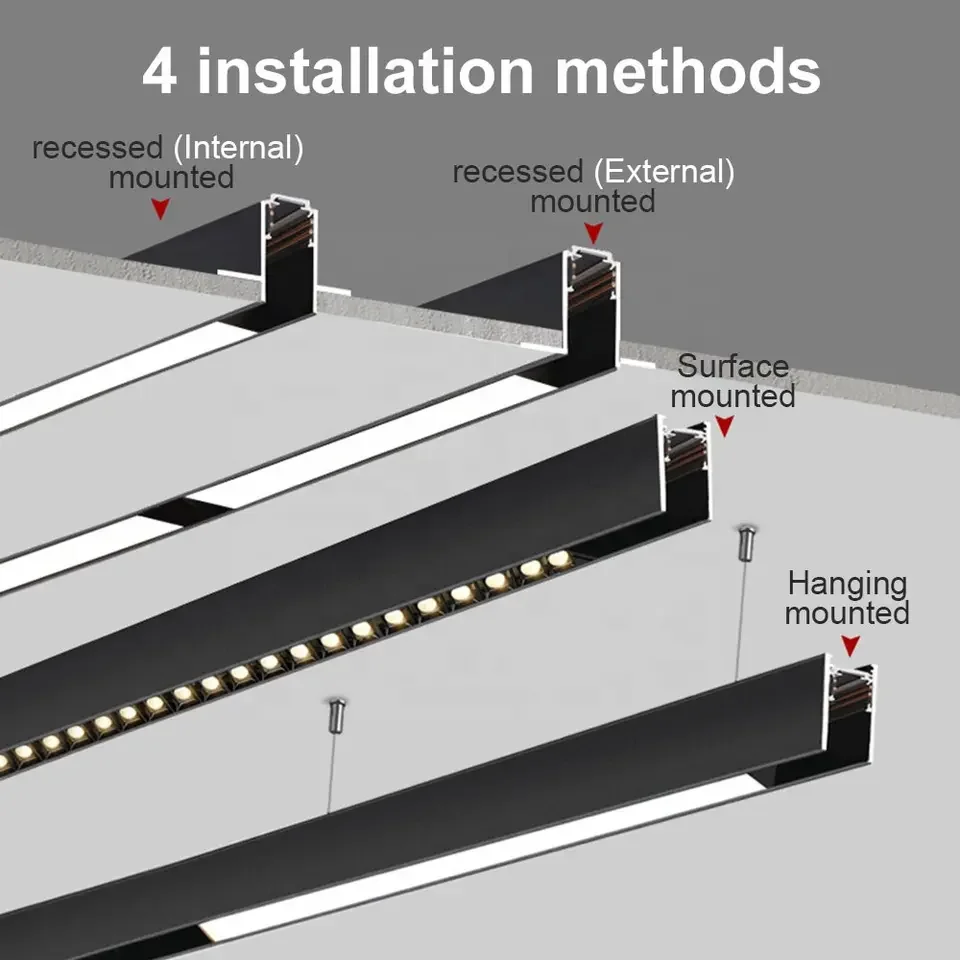 Euro Modern Spotlight Ceiling Surface Recessed 48V Cob Magnetic Track Lighting System Led Magnetic Track Rail