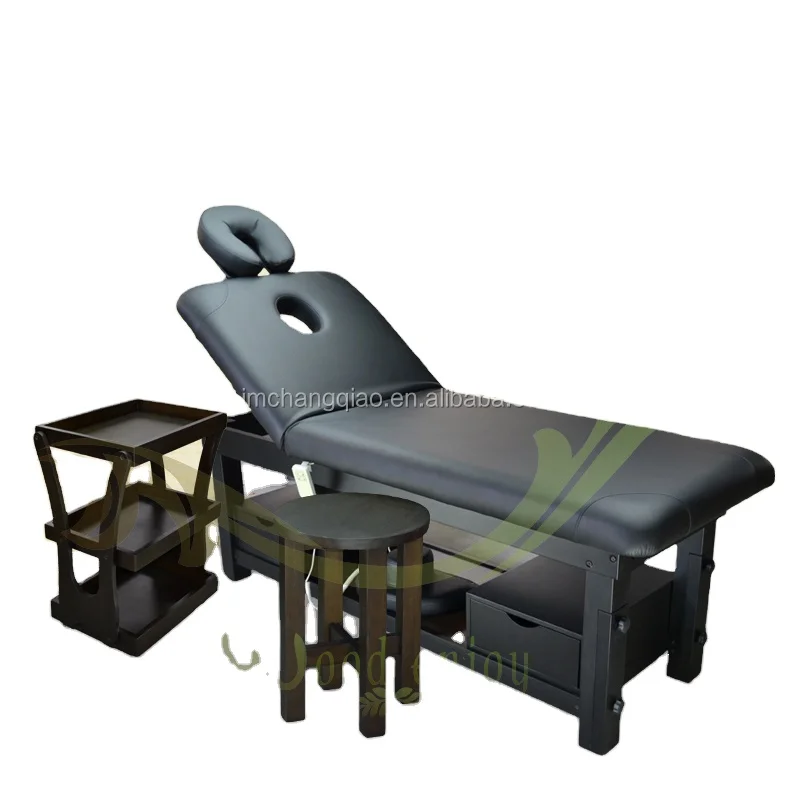 Hot Sales Portable Solid Wood Electric Massage Table Modern Design Leather Beauty Bed Therapy Facials Gym-for Living Room Hotel