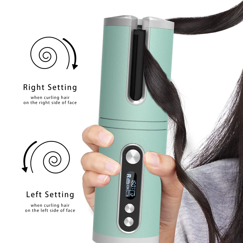 Portable Mini LCD Display cordless Auto hair Curling Iron Wireless USB Hair Curler