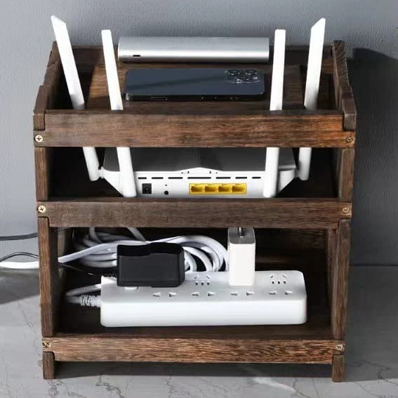 Деревянный Wi-Fi-роутер с сетевым фильтром и коробкой для хранения